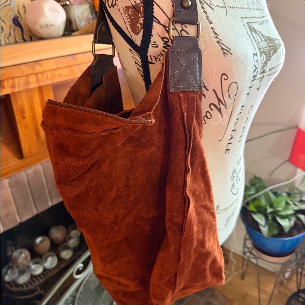 Brown Suede Women's Bag Handmade in Spain